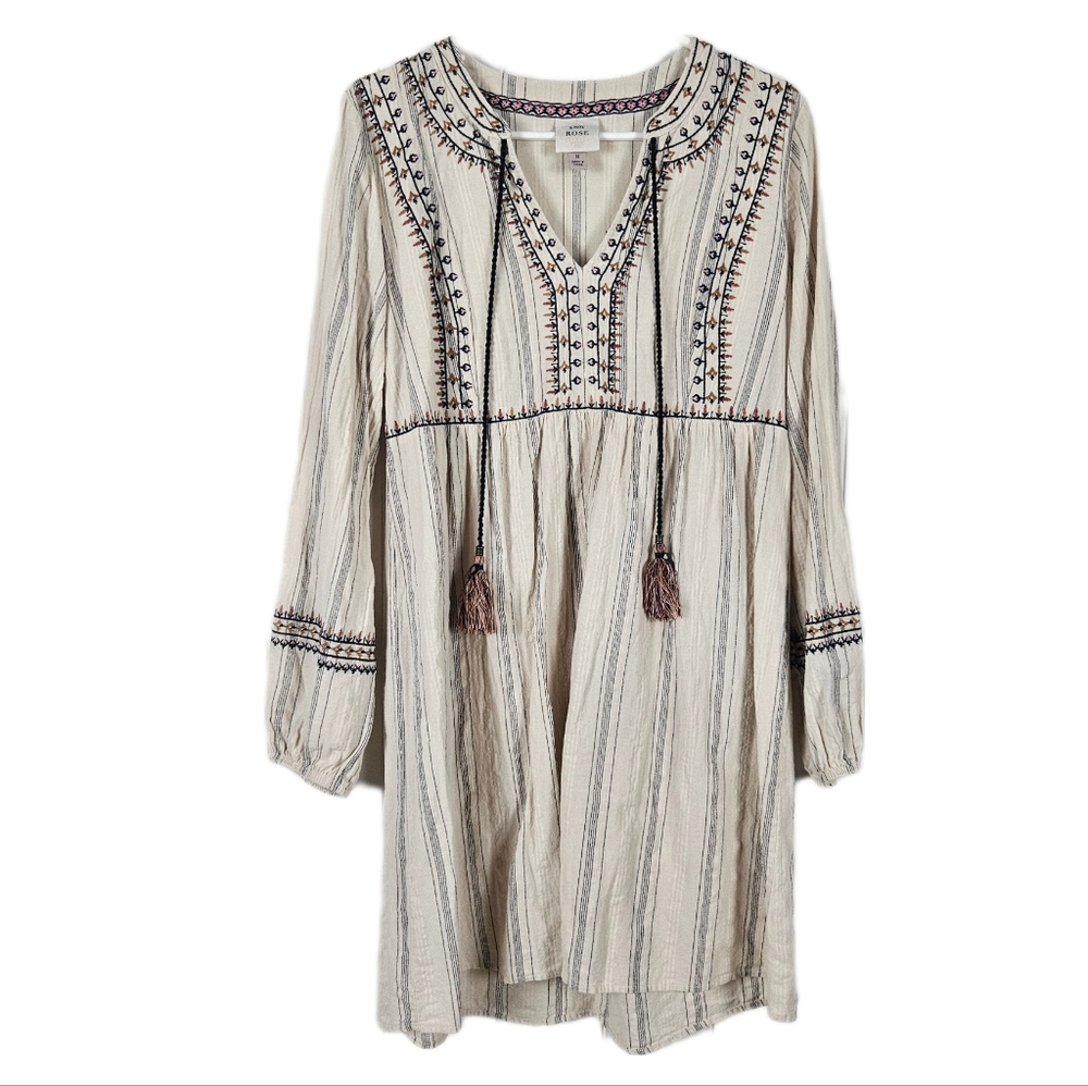 Knox Rose Cream and Black Embroidered Mini Dress